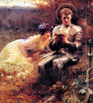 Arthur Hacker : Percival with the Grail Cup